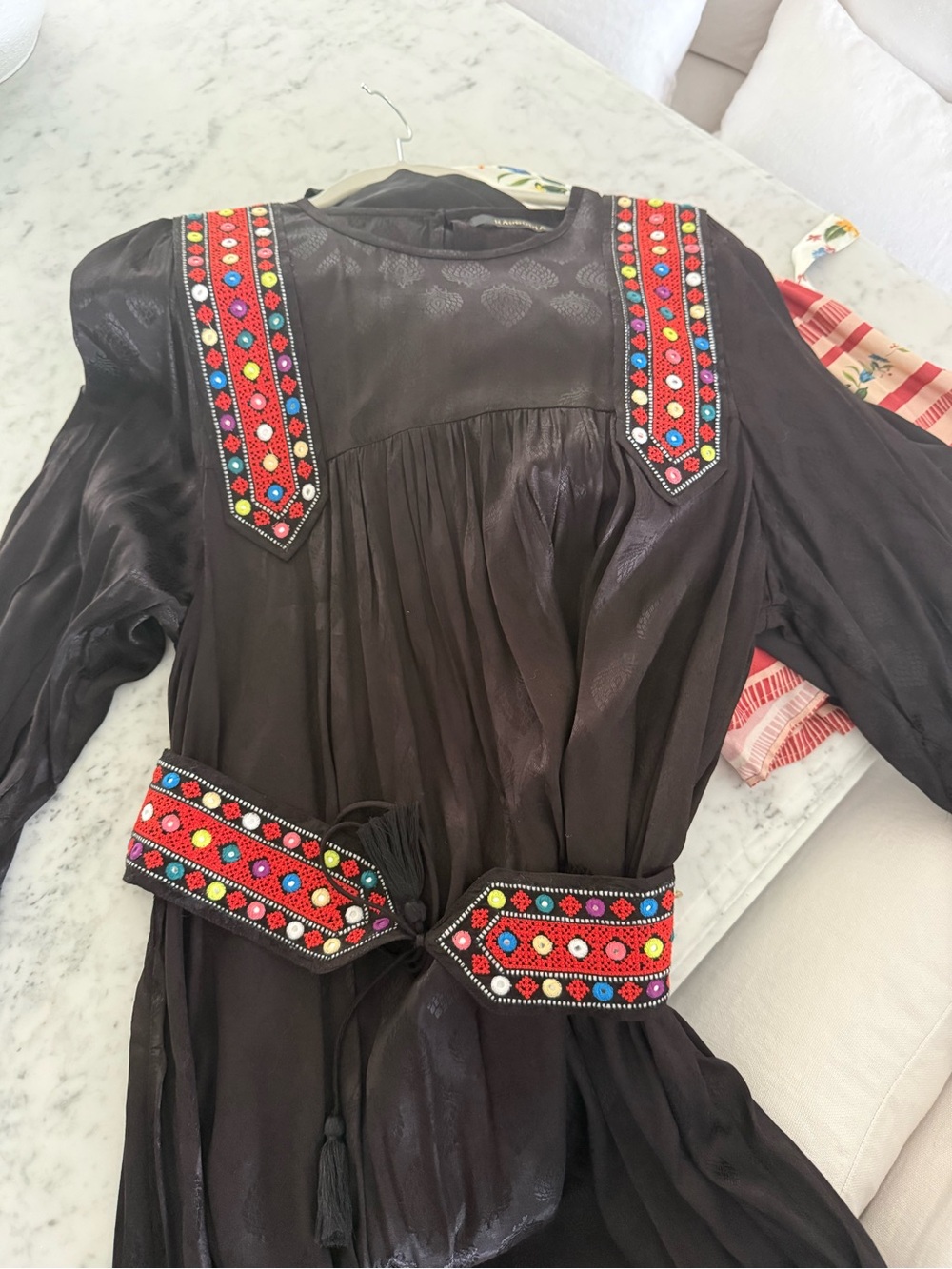 Rapsodia Black Textured Dress with Subtle Jacquard Pattern